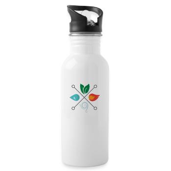 Symbol Four Elements Earth Air Air Fire Water - Water bottle with straw - white - Right