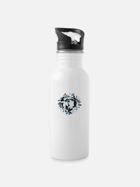 Japanese art - armadillo - Water bottle with straw - white