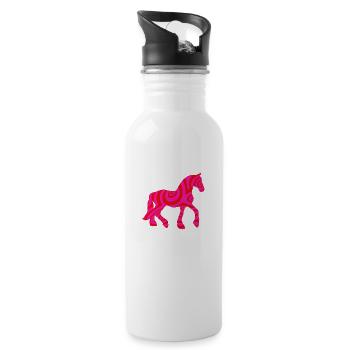 Horse Horses Riding Equestrian Pony Western Shirt - Water bottle with straw - white - Right