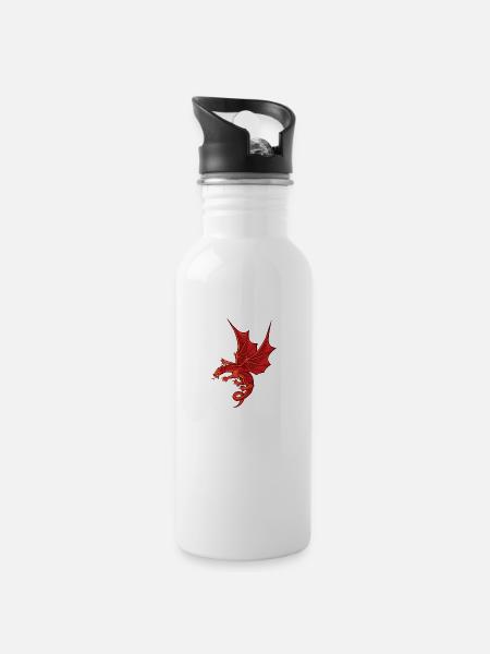 Dragon rouge impressionnant - Gourde avec paille intégrée - blanc