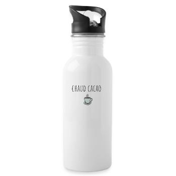 hot cocoa cho cho chocolate humor gift - Water bottle with straw - white - Right