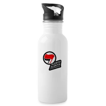 ANTIFASCHISTISCH ALERTA ALERTA ANTIFASCISTA - Trinkflasche mit integriertem Trinkhalm - Weiß - Rechts