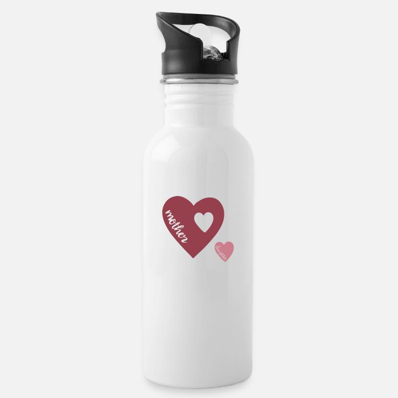 Mutter Tochter - Trinkflasche mit integriertem Trinkhalm - Weiß