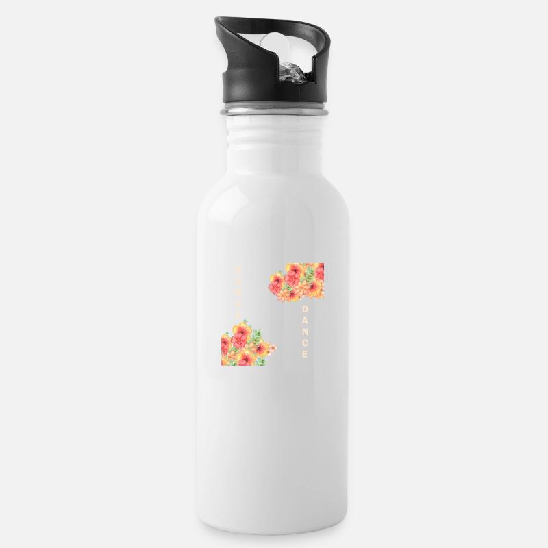 Dance Dance - Trinkflasche mit integriertem Trinkhalm - Weiß