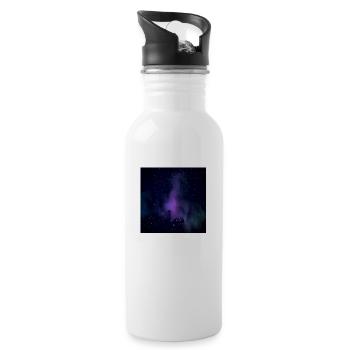 Galaxy pattern with stars and black background - Water bottle with straw - white - Right