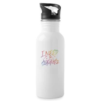I Need Summer Flip Flops Beach - Water bottle with straw - white - Right