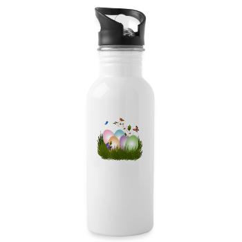 easter eggs hunt - Water bottle with straw - white - Right