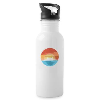 Cool Rowing Retro Sunset Rowers Paddleboard Canoe - Trinkflasche mit integriertem Trinkhalm - Weiß - Rechts
