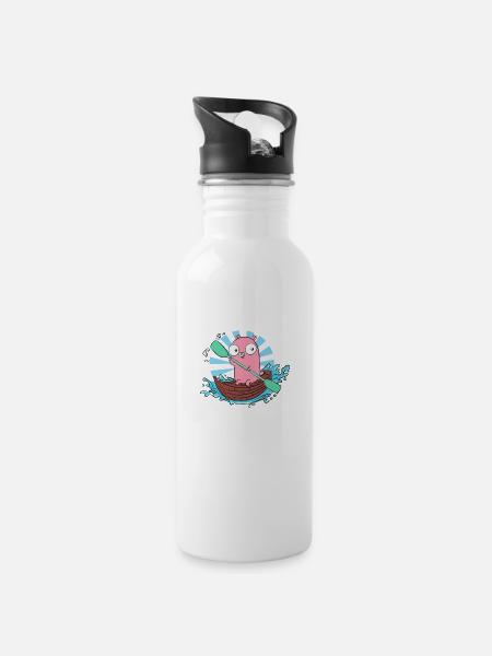 GoLang Gopher Bootspaddel - Trinkflasche mit integriertem Trinkhalm - Weiß