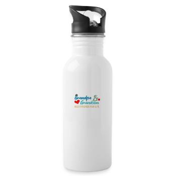 Grandpa and Grandson Best friends for life - Trinkflasche mit integriertem Trinkhalm - Weiß - Rechts