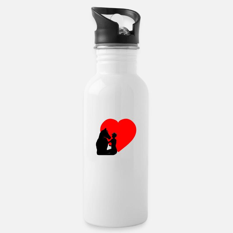 Horse - Water bottle with straw - white
