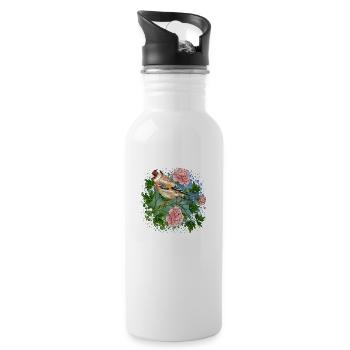 Colorful bird - Water bottle with straw - white - Right