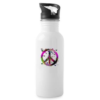 Paix mondiale, Paix, Symbole de paix, Signe de paix, - Gourde avec paille intégrée - blanc - Droite