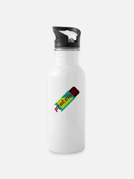 Protein - Trinkflasche mit integriertem Trinkhalm - Weiß