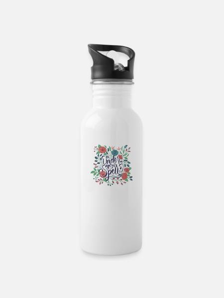 under your spell - Trinkflasche mit integriertem Trinkhalm - Weiß