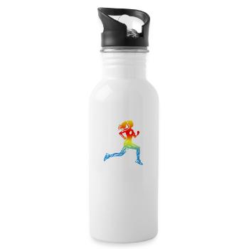 Läufer Laufendes Mädchen Tattoo Design Geschenk - Trinkflasche mit integriertem Trinkhalm - Weiß - Rechts