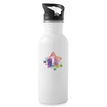 Bunte Zahl 1 - Trinkflasche mit integriertem Trinkhalm - Weiß - Rechts