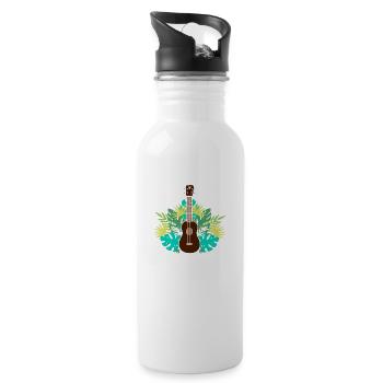 Musiker Geschenk Ukulele Hawaii - Trinkflasche mit integriertem Trinkhalm - Weiß - Rechts