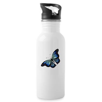 Schmetterling - Trinkflasche mit integriertem Trinkhalm - Weiß - Rechts