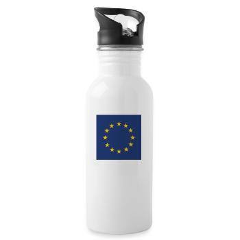 Europäische Flagge Geschenk - EU-EU-Flagge-Geschenk - Trinkflasche mit integriertem Trinkhalm - Weiß - Rechts