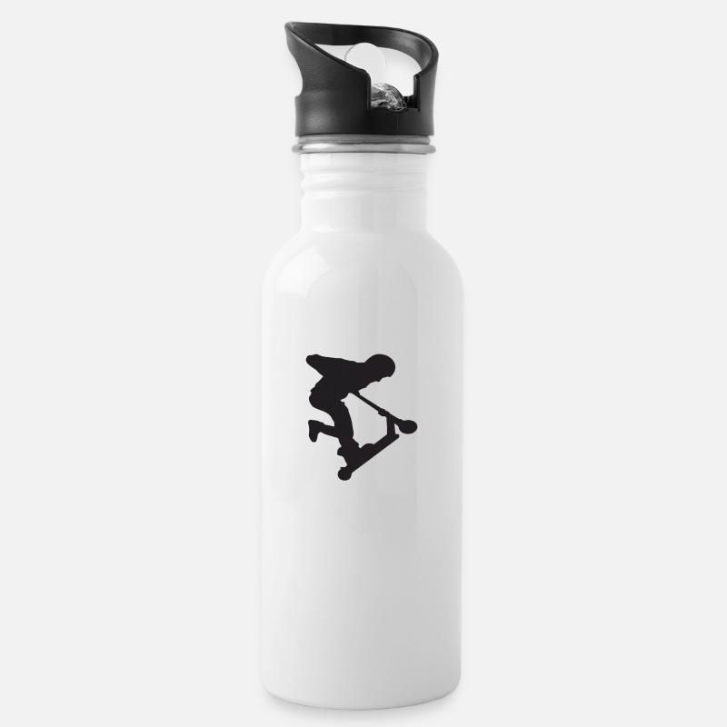 Trick Scooter - Trinkflasche mit integriertem Trinkhalm - Weiß