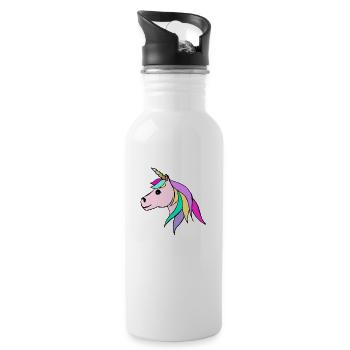 licorne - unicorn - Gourde avec paille intégrée - blanc - Droite