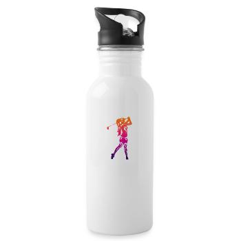 Maori golf girl golf lover gift idea - Water bottle with straw - white - Right