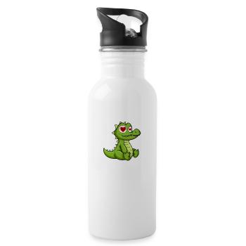 crocodile, baby crocodile, crocodile hoodies, croc - Water bottle with straw - white - Right