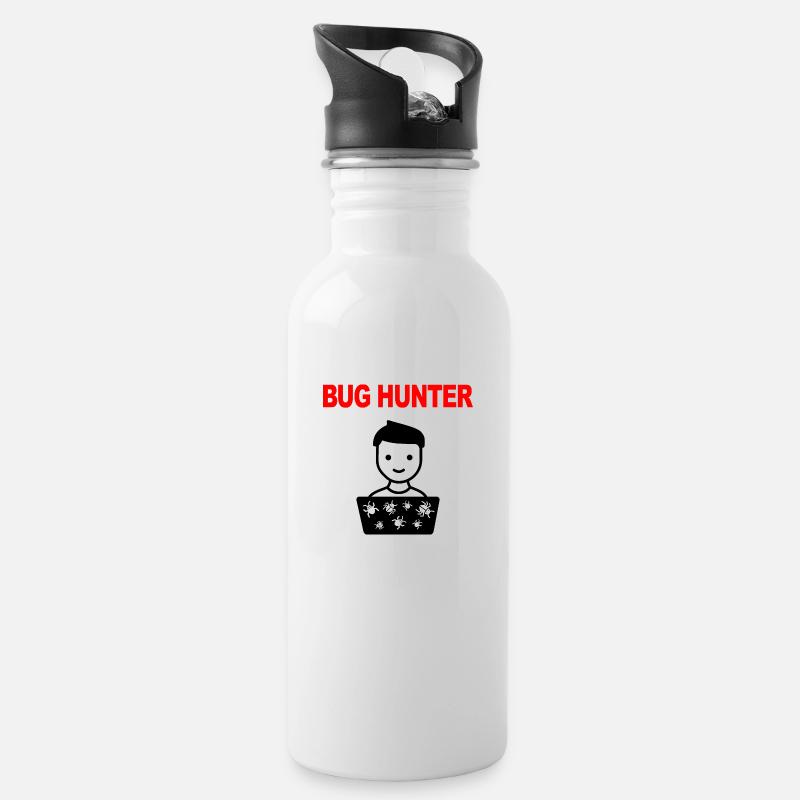 Bug Hunter, Software Testing, Programmer, IT, Bugs - Trinkflasche mit integriertem Trinkhalm - Weiß