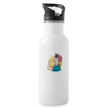 Feminism Feminist Women's Rights - Water bottle with straw - white - Right