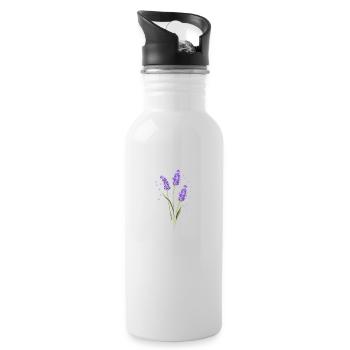 Flower Purple Lavender Summer Flower Gift Idea - Water bottle with straw - white - Right