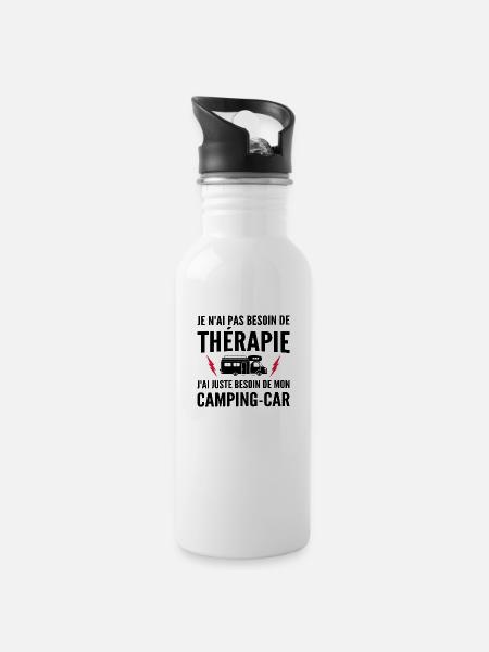 thérapie et camping-car / humour camping-car - Gourde avec paille intégrée - blanc