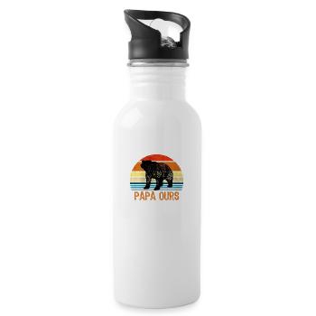 homme papa ours - Gourde avec paille intégrée - blanc - Droite
