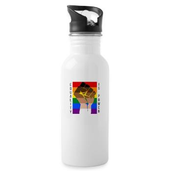 Equality LGBT BLM - Water bottle with straw - white - Right