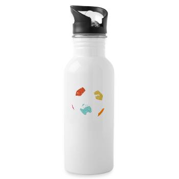 Vintage football footballers - Water bottle with straw - white - Right