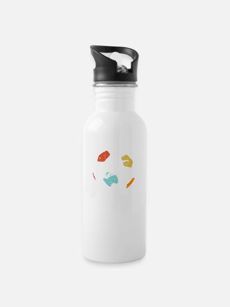 Vintage Fußball Fußballer - Trinkflasche mit integriertem Trinkhalm - Weiß