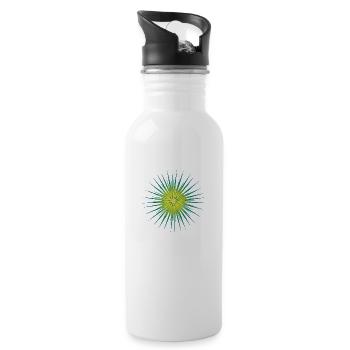 Blau Grün Gelb Dahlia Ombre Seeigel - Trinkflasche mit integriertem Trinkhalm - Weiß - Rechts