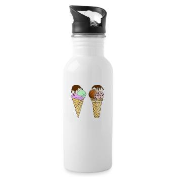 Eis - Trinkflasche mit integriertem Trinkhalm - Weiß - Rechts