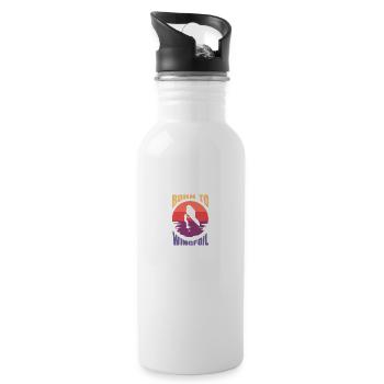 Surf Born to Wingfoil Wingfoiler Geschenkidee - Trinkflasche mit integriertem Trinkhalm - Weiß - Rechts
