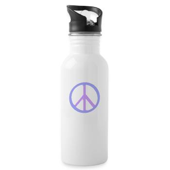 Peace Frieden Design - Trinkflasche mit integriertem Trinkhalm - Weiß - Rechts