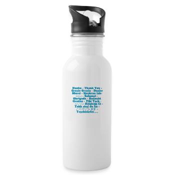 Danke für alle Sprachen Patricio Design - Trinkflasche mit integriertem Trinkhalm - Weiß - Rechts
