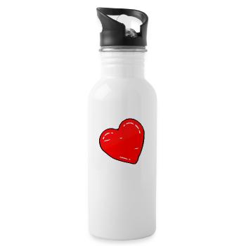 Rotes Herz - Trinkflasche mit integriertem Trinkhalm - Weiß - Rechts