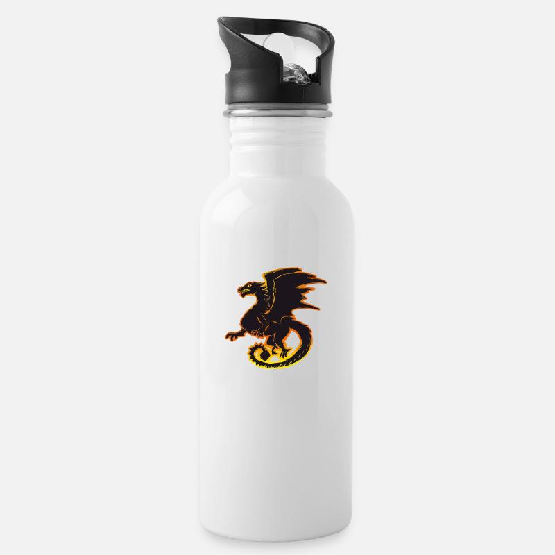 Dragons, Dragons, dragon, draco, Feu, fire - Gourde avec paille intégrée - blanc