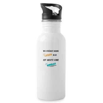 Witziger spruch lustig bier leber minibar - Trinkflasche mit integriertem Trinkhalm - Weiß - Rechts