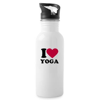 I love yoga - Water bottle with straw - white - Right