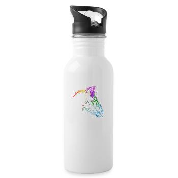 Pferdekopf Bunt Pferd Pferde - Trinkflasche mit integriertem Trinkhalm - Weiß - Rechts
