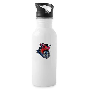 Moto Sport Rouge - Gourde avec paille intégrée - blanc - Droite