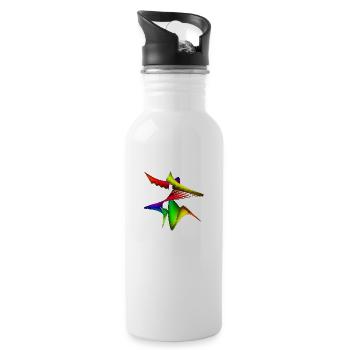 Abstract art - Water bottle with straw - white - Right