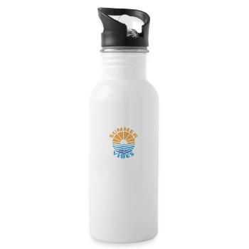 Summer Vibes Sunshine and Ocean Gift Idea - Water bottle with straw - white - Right