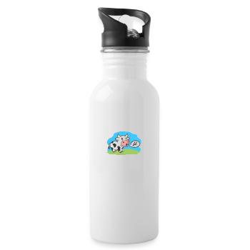 Math Symbols Cow Goes Mu Lustige Tier-Geschenkidee - Trinkflasche mit integriertem Trinkhalm - Weiß - Rechts